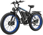BLUMEMO Electric Bike for Adults, 48V 22Ah Fat Tire Ebike Dual Motor 2000W 35MPH Electric Bicycles 21-Speed with Ignition Lock Hydraulic Disc Brakes (Black/Blue)