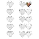 PH PandaHall about 10pcs Stainless Steel Locket Pendants Photo Frame Charms Heart Pendants Hypoallergenic Love Wedding Photo Charms for DIY Memorial Necklace Making 29x29x7mm, Hole 2mm