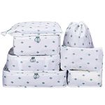 House of Quirk 7 Set Packing Cubes Luggage Packing Organizers For Travel Accessories (White Cactus)