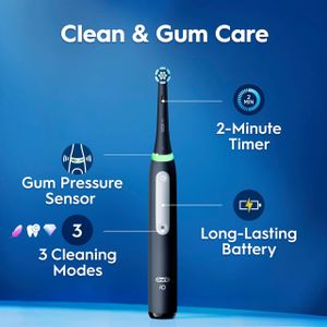 Oral-B iO 3 Electric Toothbrush, Black – Rechargeable