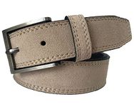 MENS ITALIAN SUEDE BELT 35MM FORMAL CASUAL (LIGHT BEIGE, LARGE-36-38-INCHES)