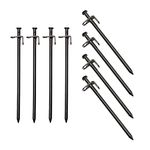 Tent Stakes Heavy Duty 12 Inch, Metal Steel Tent Pegs with Storage Bag for Outdoor Camping Canopy Awning Shelter Tarp (12 inch 8 PCS)