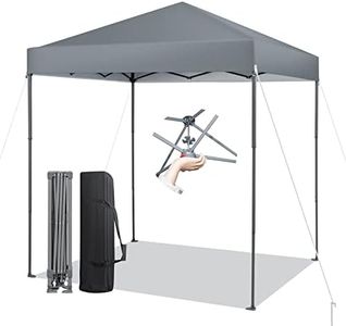 Tangkula 6.6x6.6 Ft Pop Up Canopy, 1 Person Instant Setup Canopy Tent with Center Lock, UPF 50+ Sun Protection, 8 Stakes, 4 Ropes, Portable Outdoor Canopy with Carrying Bag for Camp, Beach, Patio (Gray)