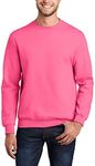 JustBlanks Fleece Sweatshirts for Men Soft Men’s Sweatshirt Plain Crewneck Sweatshirt Crew Neck Sweatshirt for Men - Neon Pink - 2XL