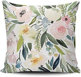 MUKPU Fashion Home Decoration Design Throw Pillow Case Green and Pink Watercolor Floral 26X26 Inches Square Custom Pillowcase Cushion Cover Double Sided Printed (Set of 1)