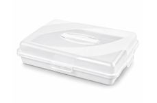 Best House | Plastic Cake Storage Box | WHITE | 1 Pc | BPA Free | Cake and Pastry Carrier With Handle | Rectangular Lockable Food Container - L 46cm x W 32cm x H 9.7cm, Pack of 1