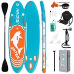 FunWater SUP Inflatable Stand Up Paddle Board Ultra-Light Inflatable Paddleboard with SUP Accessories, Fins, Adjustable Paddle, Pump,Backpack, Leash, Waterproof Phone Bag, Kayak Seat (Blue)