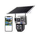 Maizic Smarthome Shark WiFi CCTV Camera 12MP Full HD 2 Lens/3 Screen View Solar Powered Battery (8000mah) Security Camera, IP66 Waterproof, PIR Human Detection, Outdoor Surveillance for Agriculture