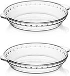 Sweejar Glass Pie Pan for Baking(2 pack), 7.5 Inches Round Baking Dish for Dinner, Non-Stick Pie Plate with Soft Wave Edge for Apple Pie, Pumpkin Pie, Pot Pies