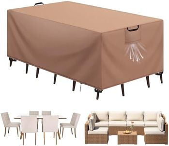 Aujink Housse Salon de Jardin Bâche Housse Table de Jardin Tissu Oxford 420D Couverture de Protection Meubles Exterieur Imperméable, Coupe-Vent, Anti-UV Housse de Meubles en rotin, Kaki, 150x90x75 cm
