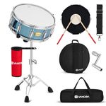 Vangoa Snare Drum Set, Student Snare Drum Kit with Stand, Drum Mute Pad, 5A Drum Sticks, Drum Keys, Sticks, 14"X 5.5", Blue