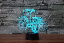 Tractor 3D Illusion Lights Lamp, Tractor LED Night Light Table Desk Decor, 7 Colors Touch Control USB Powered Magical 3D Visual Lamp for Home Decoration Xmas Birthday Gifts