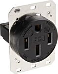 Hubbell Wiring Systems HBL9450A Straight Blade Heavy Duty Specification Grade Single Flush Receptacle, 50 Amp, 125/250VAC, 3 Pole, 4 Wire, Black