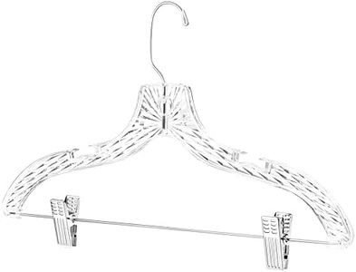 HARDW Clothes Hangers with Clips Plastic Set of 12Pcs Heavy Duty Hangers Dresses, T-Shirts Shirt Hangers for Closet Organization Crystal Clear Hangers for Home, Retail and Home