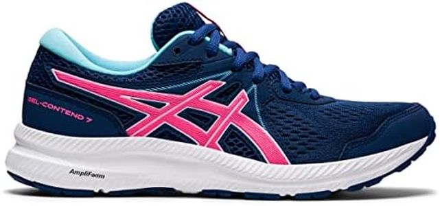 ASICS Women's, Gel-Contend 7 Running Shoe - Wide Width, Midnight Blue/Hot Pink, 8