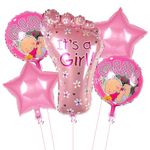 Rozi Decoration Baby Shower Balloon Decoration Items Set of 5 Pcs | Its A Girl Foil Balloon | Welcome Baby Girl Decoration Kit | Its A Girl Decoration Items