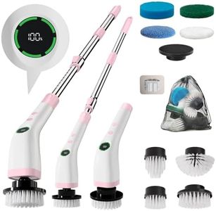 Swyprrix Electric Bathroom Cleaning Brush, Cordless Spin Scrubber Full Body Waterproof IPX7 with Adjustable Handle, 8 Replaceable Brush Heads for Bathtub/Kitchen/Window/Home -SD-CTB01