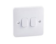 Schneider Electric Lisse White Moulded - Double 2 Way Light Switch, 10AX, GGBL1022S, White