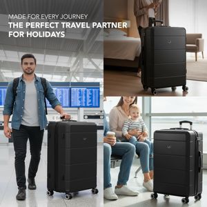 LUGG Jetset 28" Suitcase – Large Hardshell Luggage, Black