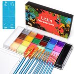 Lictin Face Body Paint Kit - 26 Colors Water-based Paints, with 10 Brushes, Professional Non Toxic Makeup Palette,for Art, Theater, Halloween, Parties and Cosplay