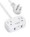 Anker Power Strip with USB PowerExtend USB 2 Mini, 2 Outlets, and 2 USB Ports, Flat Plug,for iPhone 15/15 Plus/15 Pro/15 Pro Max,5 ft, Safety System for Travel, Desk, and Office