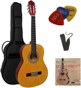 1/2 GITARRE - KONZERTGITARRE IM SET - KINDERGITARRE - CLASSIC - NATUR - DECKE LINDENHOLZ - TASCHE - BAND - SAITEN - 3xPIK - J3