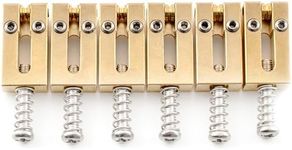 Musiclily Ultra 10.5mm Brass Roller Tremolo Bridge Saddles for Strat Tele Style Electric Guitar, Original Color (Set of 6)