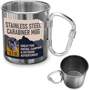 ADVENTURIST Stainless Steel Camping Coffee Mug with Carabiner Handle - 13.5oz