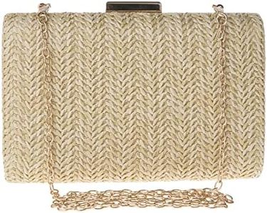 COAIMANEY Womens Straw Woven Clutch Handmade Weaving Shoulder Bag Purse for Wedding Prom Party