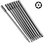 Bestgle 8 Pcs Long Torx Screwdriver Bit Set 1/4 Inch Hex Shank Magnetic 6 Point Star Security Tamper Proof Screwdriver Bits T8 T10 T15 T20 T25 T27 T30 T40, 150mm Length