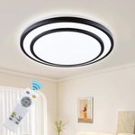 DINGLILIGHTING 48W Flush Mount Dimmable Led Living Room Ceiling Light,Round Black Led Ceiling Light, Round Kitchen Ceiling Light with Remote Control for Living Room/Dining Room/Bedroom/,3000-6000K