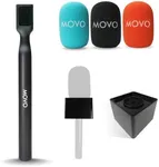 Movo WMX-HM Wireless Interview Microphone Adapter w/Mic Flag - Compatible with DJI Mic, Rode Wireless GO, Hollyland Lark, and More - Great for Interviews, Reporters, and Content Creation