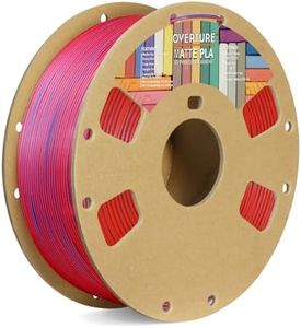 OVERTURE PLA Matte Filament 1.75mm, Matte PLA Roll 1kg Cardboard Spool (2.2lbs), Dimensional Accuracy +/- 0.03 mm (Matte Blue-Red）