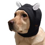 YAMEE Dog Winter Hats for Large Dogs, Small Dog Hat Dog Ear Muffs Noise Protection, Dog Knitted Hat Holiday Outdoor Walking Essential Clothing Matching (Small, Black)