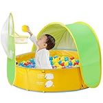 FBSPORT 4 in 1 Paddling Pool/Ball Pool/Play Tent/Beach Shelter, Toddlers Ball Pit Pool with Basketball Hoop Sun Protection for Baby Children Indoor Outdoor Garden Beach