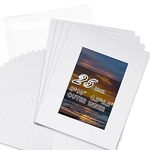 Photoys Pack of 25 Acid Free Core Bevel Cut Photo Mat Mattes with Backing Board and Clear Bag, (White, 8"x10" for 5"x7" Photo)