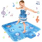 GirlsHome Dance Mat for Kids, Light Up LED Dance Pad with 5 Game Modes, Built-in Music, Touch Sensitive Kids Musical Mat, Dance Floor Mat Snow Themed Toys for Toddler Girls & Boys Ages 3+ Gift (Blue)