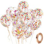 Yiran Colorful Confetti Balloons - Pack of 12 Latex 12" Inch with 1pc Balloon Spare and 1pc Ribbon, Decorations for Birthday Parties, Weddings, Anniversaries and Celebrations