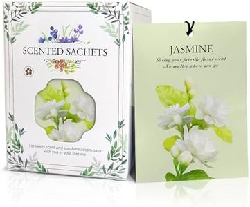 HOMELLAX Jasmine Scented Sachet Bags - 12 Pack Drawer & Closet Freshener, Long Lasting Odor Eliminator for Wardrobes, Cars & Storage, Home Fragrance Air Freshener Sachets