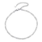 ChicSilver 2.8mm Figaro Chain Anklet 925 Sterling Silver Ankle Bracelets for Women Simple Dainty Waterproof Anklet Womens Anklets Jewelry for Beach Gifts for Mom