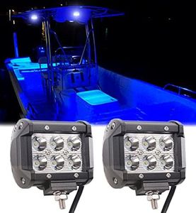 Shangyuan Pontoon Boat Docking Light, Marine Led Lights for Kayak Bass Jon Fishing Boat Spreader Light, Boat Headlights, T-top Light, Deck Light, Driving Lights, Stern Navigation Lights, Blue, 2pcs