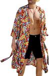 COOFANDY Men's Lightweight Kimono Robe Japanese Bathrobes Long Cardigan Cloak with Belt