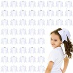 50 Pcs 8" Large Cheer Hair Bows Ponytail Holder Elastic Band Bow Hair Ties Hair Accessories Handmade for Cheerleading Teen Women Girls College Softball Sports Cheerleaders (white)