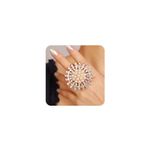 Xerling Elegant Floral Pearl Statement Big Cocktail Rings for Women Boho Rings Aesthetic Rhinestone Finger Rings for Teens Party Prom, Metal, Rhinestone