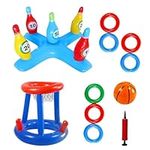 DAJILI 2 Set Inflatable Pool Basketball Hoop, Inflatable Pool Ring Toss Games Toys with Ball, Floating Pool Basketball Hoop Water Toys, Inflatable Pool Floating Set for Kids Adults