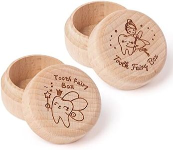 2Pcs Tooth Fairy Box for Girl Wooden Tooth Fairy Keepsake Box to Place Under Pillow Milk Teeth Container Box Cute Lost Tooth Holder Baby Toddler Teeth Case for Baby Shower Birthday Gift