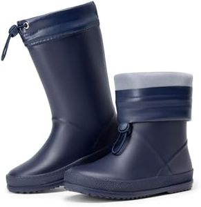 DREAM PAIRS Kids Rain Boots Boys Girls Lightweight Boots Waterproof Easy-on Outdoor Playing Rain Boot Unisex-Child,Size 12 Little Kid,Navy,SDRB2401K