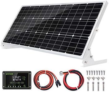 Topsolar 100W 12V Solar Panel Kit Battery Charger 100 Watt 12 Volt Off Grid System for Homes RV Boat + 30A Solar Charge Controller + Solar Cables + Brackets for Mounting
