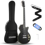 Donner LP Electric Guitar Kit Full Size Guitar Starter Set 39 Inch Solid Body with Bag, Strap, Cable (LP Style, Black)