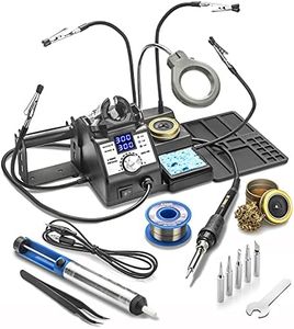 X-Tronic 3060-PRO • 75W Soldering Iron Station Kit • 5 Extra Tips • Mini Mag Lamp • 4 Helping Hands • Solder Sucker • Tweezers • 50g Solder • Brass Sponge w/Flux • Sleep Func, °C/°F, 3 Temp Presets!